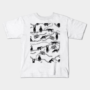 Black and white sloth pattern Kids T-Shirt